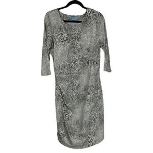 NEW J. Mclaughlin 3/4 Sleeve Ruched Dress Size XL Python Print Catalina Cloth